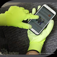 SRSAFETY 13 gauge en nylon jaune jaunissant sur des gants de palme / gant de travail / gant de sécurité